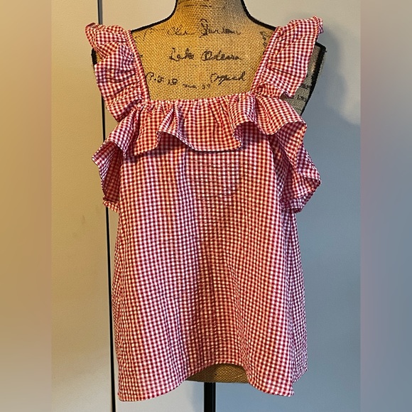 &merci red and white checked top size medium - Picture 2 of 2